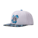 custom flat brim cap with cartoon embroidery