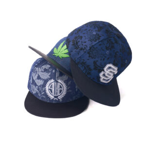custom flat brim cap with flat embroidery & print