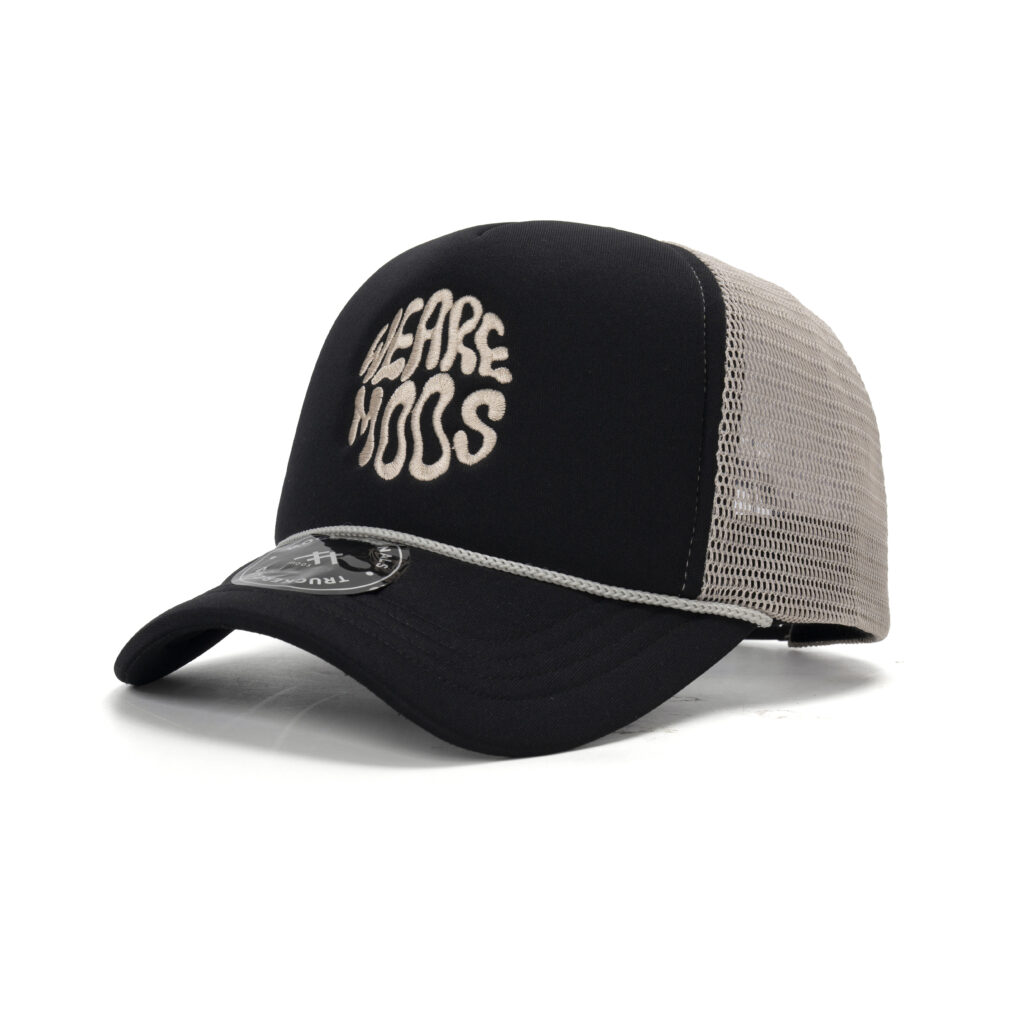 custom foam front trucker cap with flat embroidery