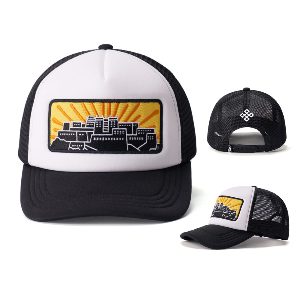 custom foam front trucker cap with flat embroidery