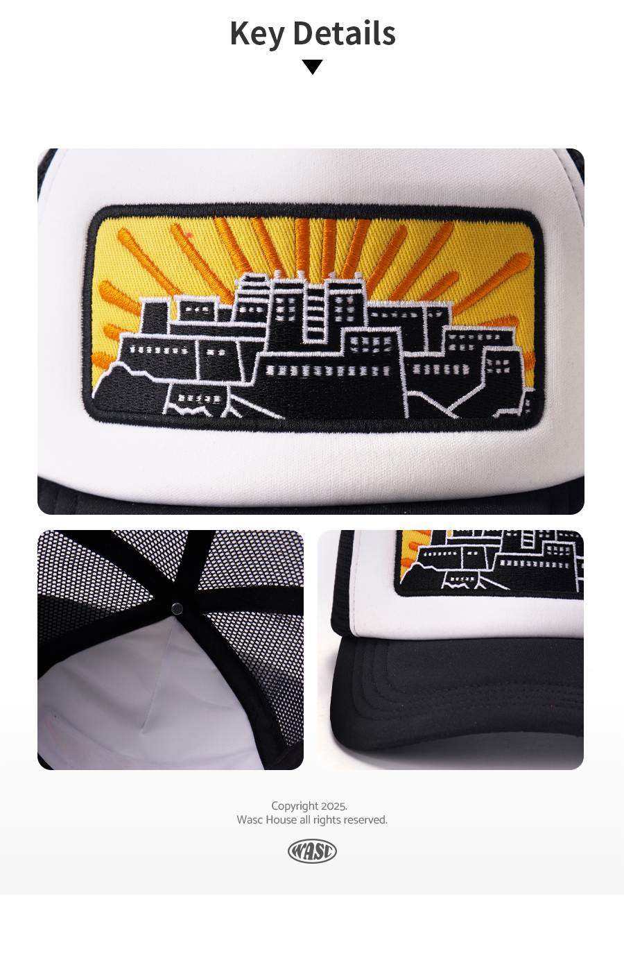 custom foam front trucker cap with flat embroidery