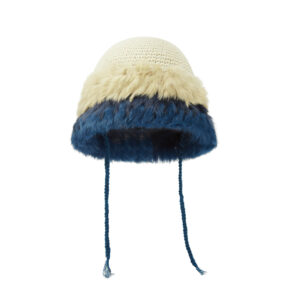 custom hand crochet bucket hat multi layer faux fur brim with braided drawstring tassels