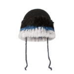 custom hand crochet bucket hat multi layer faux fur brim with braided drawstring tassels