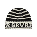 custom horizontal striped jacquard cuffed beanie repeating letter knit hat