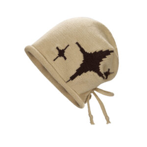 Custom Irregular Star Jacquard Drawstring Roll Cuff Knit Bucket Hat