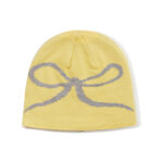 custom large bow outline jacquard knit skull cap