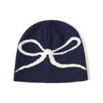 custom large bow outline jacquard knit skull cap