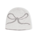 custom large bow outline jacquard knit skull cap