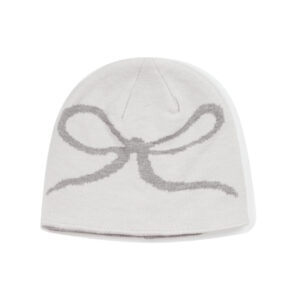 custom large bow outline jacquard knit skull cap