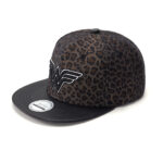 custom leopard print flat brim cap with flat embroidery