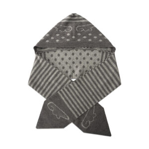 custom reversible knit hooded scarf wing dot stripe jacquard wrap hat
