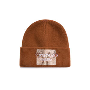 Custom Ribbed Cuffed Knit Beanie Square Block Letter Embroidery Hat
