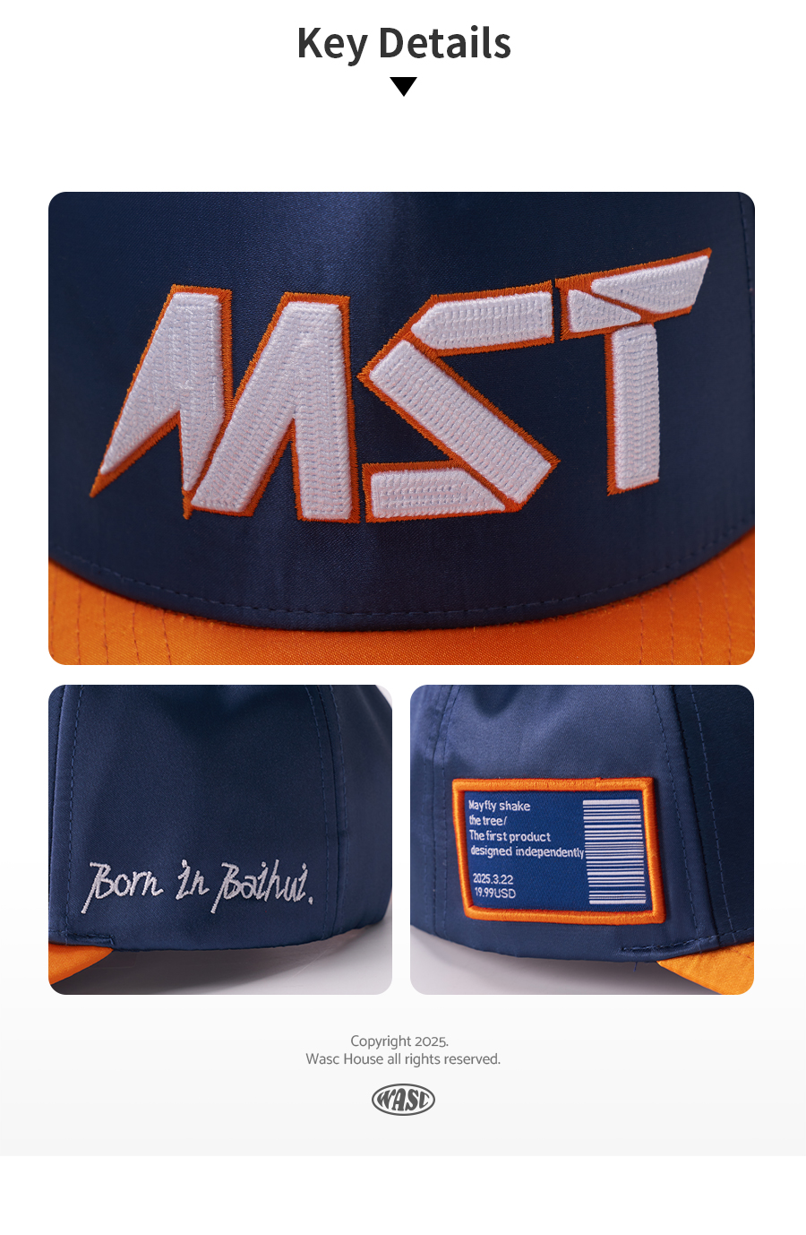 custom satin 5 panel cap with 3d embroidery