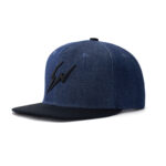 custom striped flat brim cap with flame embroidery