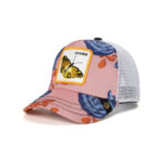 custom trucker cap with butterfly embroidery & edge trim