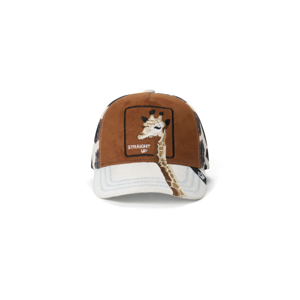 custom trucker cap with giraffe embroidery