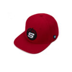 custom trucker cap with leather patch and decorative cord