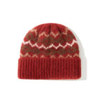 custom vintage wool blend fair isle pattern knitted skull cap, thick rib fold cuff winter beanie