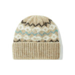 custom vintage wool blend fair isle pattern knitted skull cap, thick rib fold cuff winter beanie