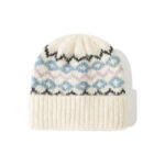 custom vintage wool blend fair isle pattern knitted skull cap, thick rib fold cuff winter beanie