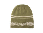 custom frayed brim knitted skull cap with feather yarn jacquard
