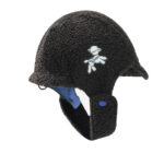 custom embroidered fleece knit beanie with windproof strap