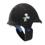 custom embroidered fleece knit beanie with windproof strap