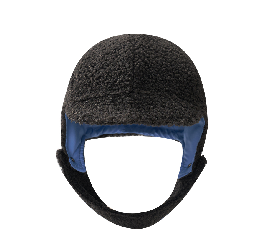 custom embroidered fleece knit beanie with windproof strap