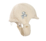 custom embroidered fleece knit beanie with windproof strap