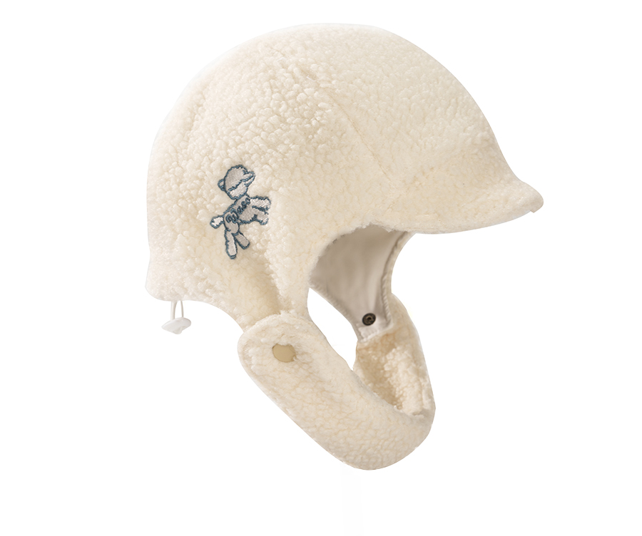 custom embroidered fleece knit beanie with windproof strap