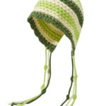 custom 3 tone coffee beige hand crochet knitted ear protection bonnet, hollow mesh stitch, multi bead knit string ties vintage outdoor hat