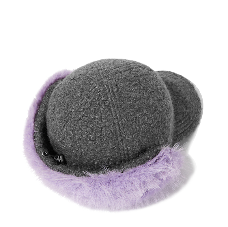 custom logo embroidered ear flap plush knit beanie