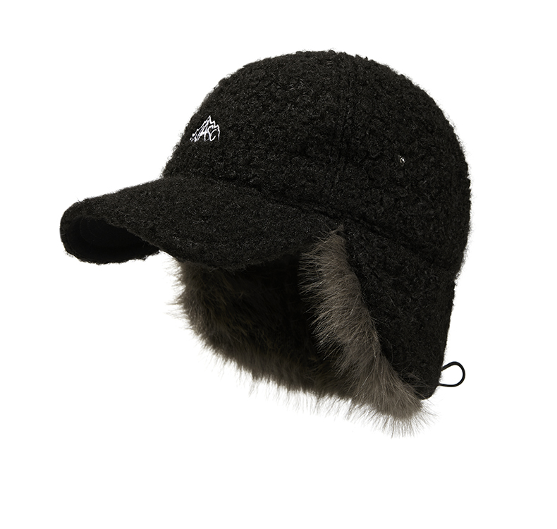 custom logo embroidered ear flap plush knit beanie