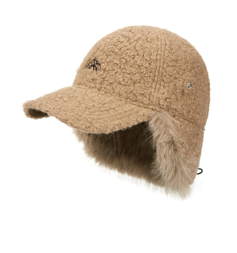 custom logo embroidered ear flap plush knit beanie