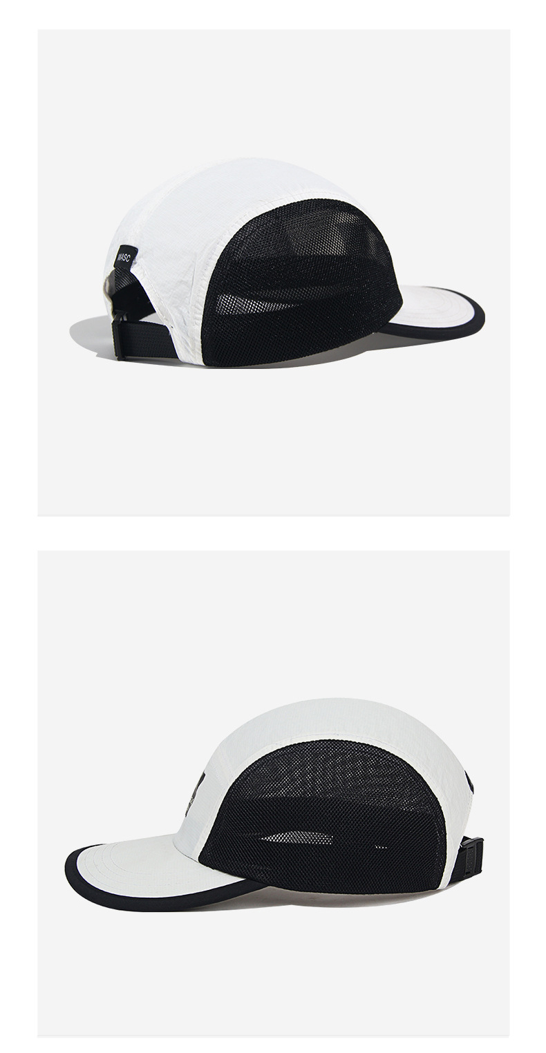 custom black and white color block breathable mesh 5 panel cap