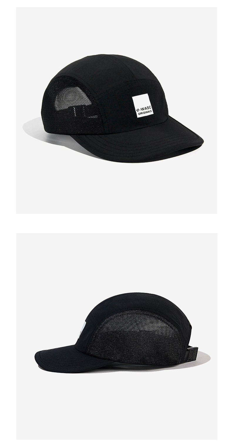 custom black and white color block breathable mesh 5 panel cap