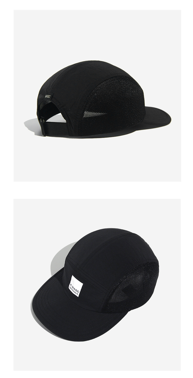 custom black and white color block breathable mesh 5 panel cap