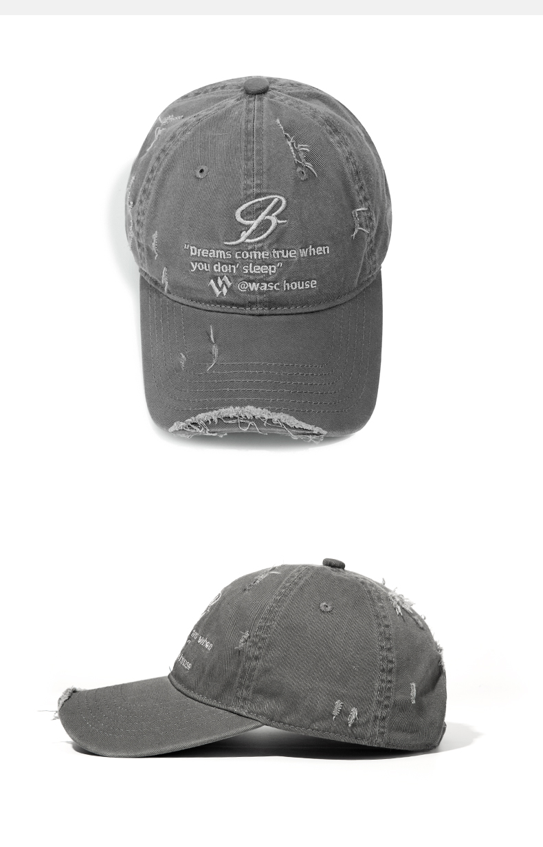 custom frayed & ripped embroidered baseball cap