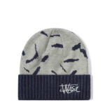 custom color block pattern logo knit beanie