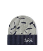 custom color block pattern logo knit beanie