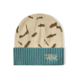 custom color block pattern logo knit beanie