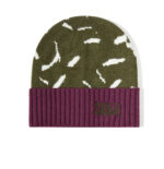 custom color block pattern logo knit beanie