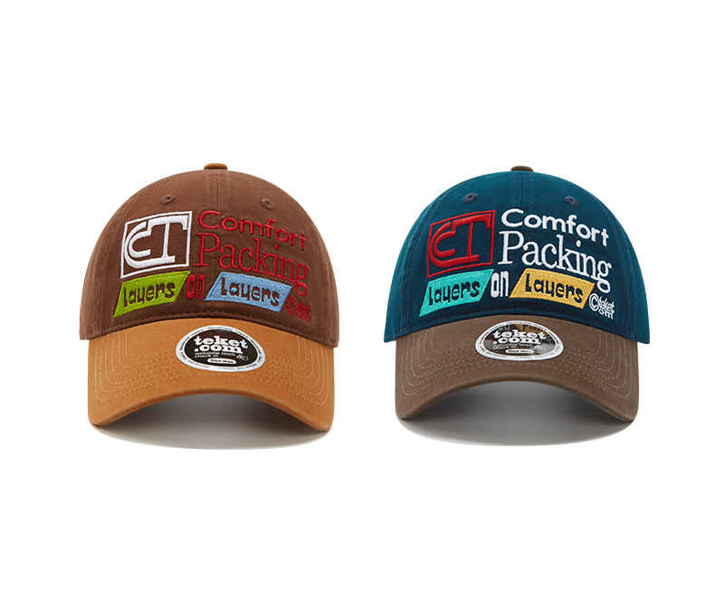 custom color contrast letter embroidery baseball cap with color block brim