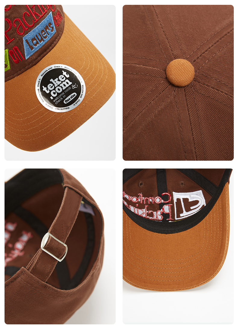 custom color contrast letter embroidery baseball cap with color block brim