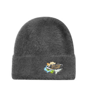 custom embroidered logo fuzzy knit beanie