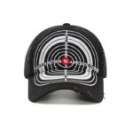 custom bullseye design ripped frayed distressed baseball cap