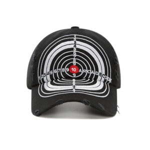custom bullseye design ripped frayed distressed baseball cap