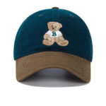 custom color block bear embroidery baseball cap