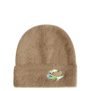 custom embroidered logo fuzzy knit beanie