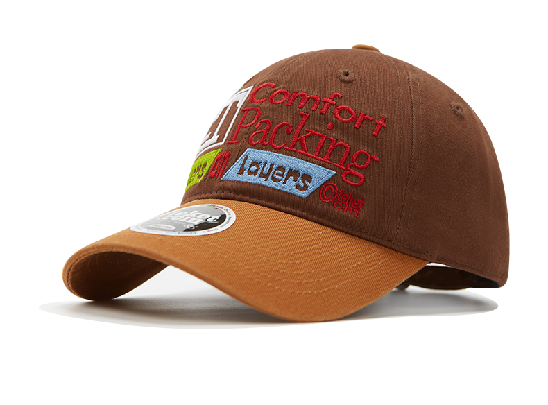 custom color contrast letter embroidery baseball cap with color block brim